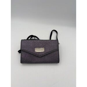 Nine West Black Textured Crossbody Wallet With Chain Strap